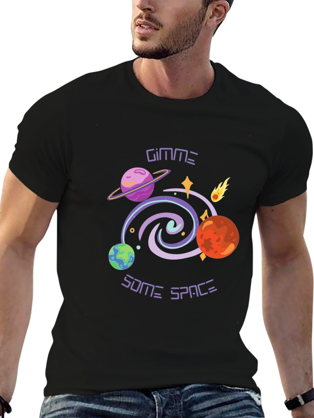 Gimme Some Space Graphic Tee - Black T-Shirt