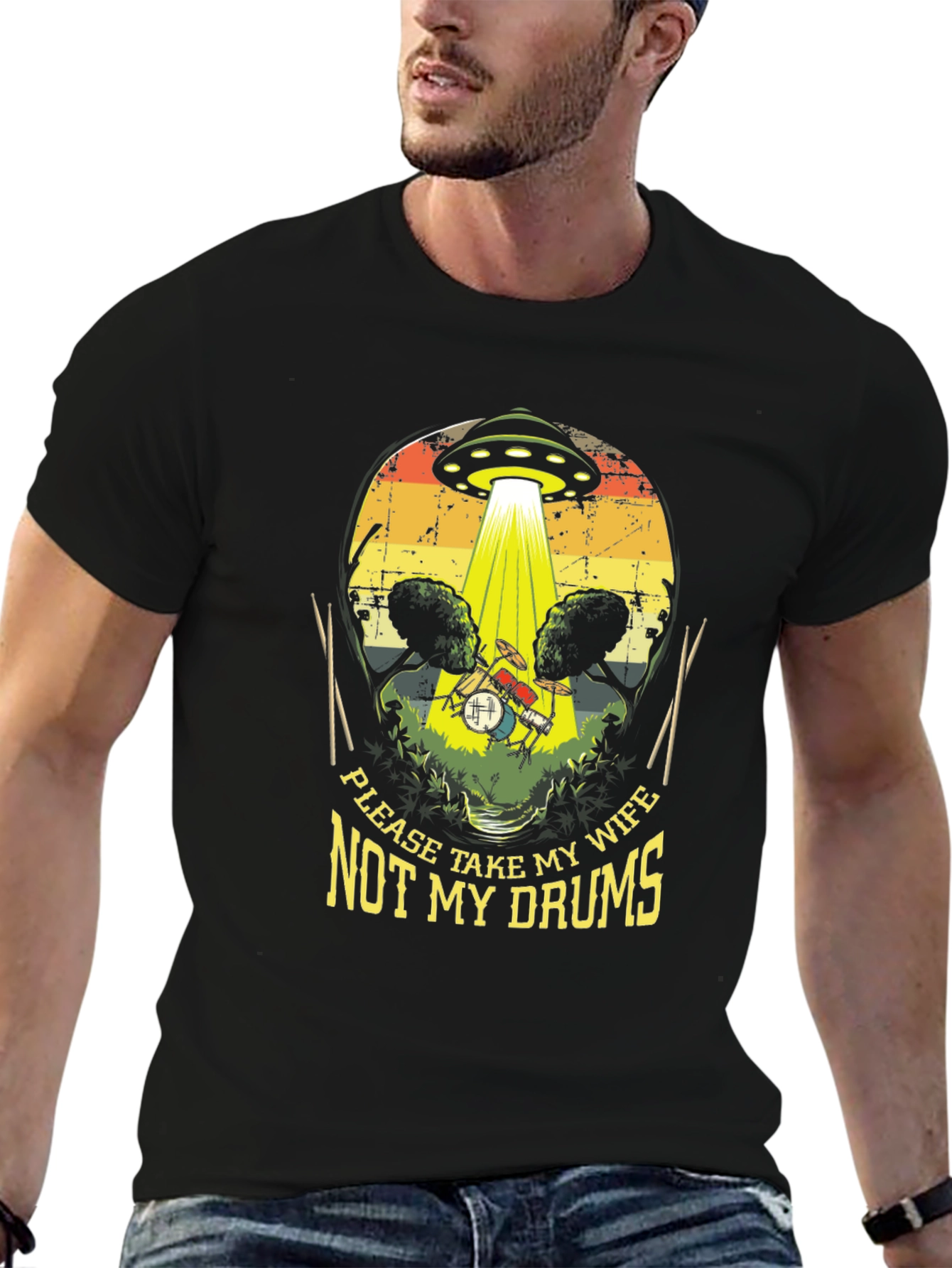 Funny UFO Abduction Drummer T-Shirt