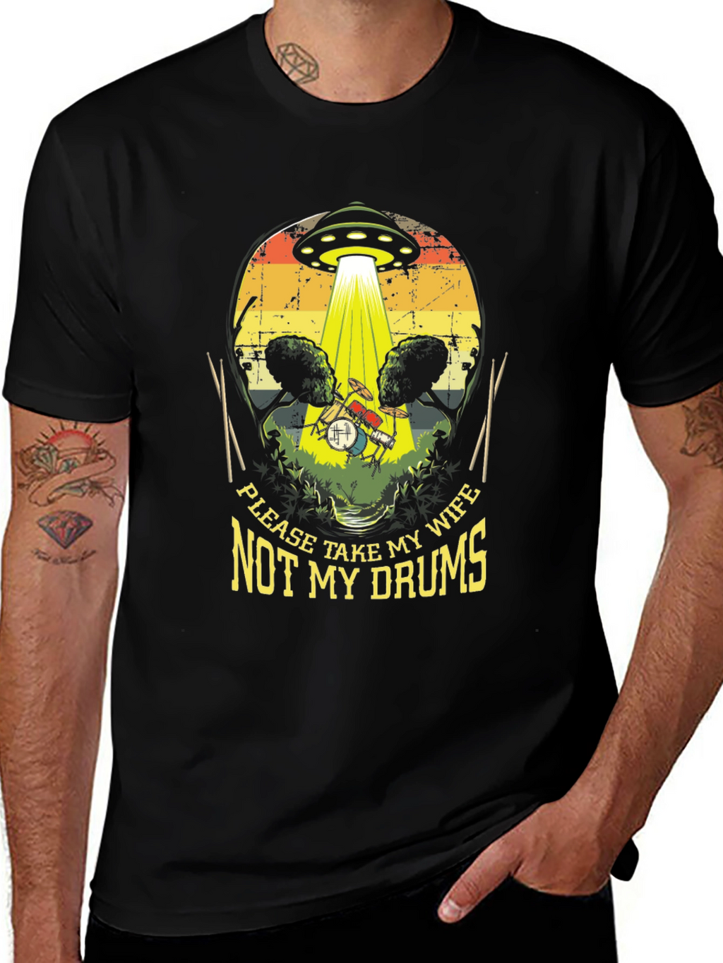Funny UFO Abduction Drummer T-Shirt