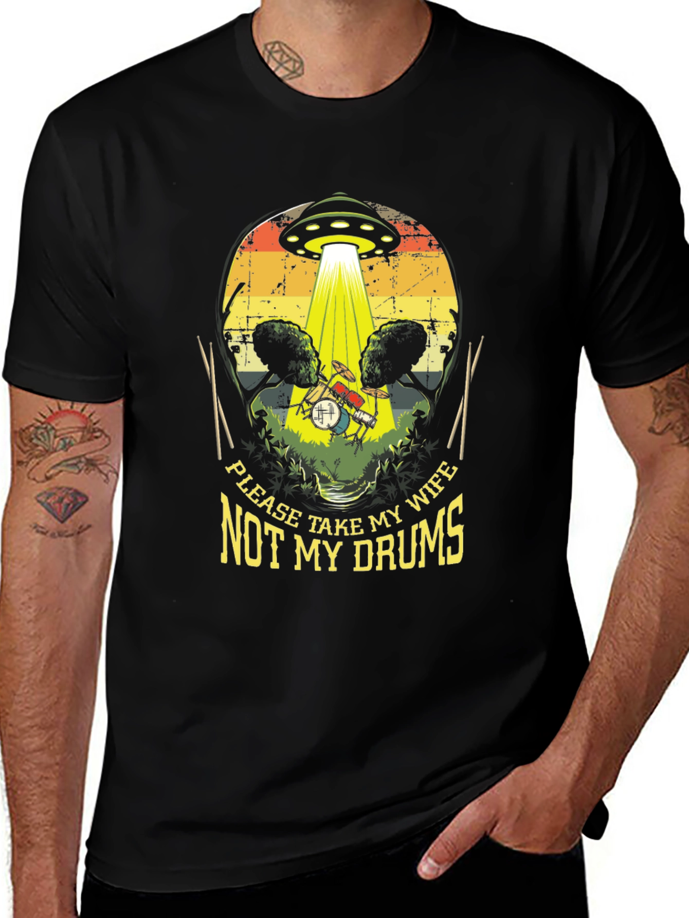 Funny UFO Abduction Drummer T-Shirt