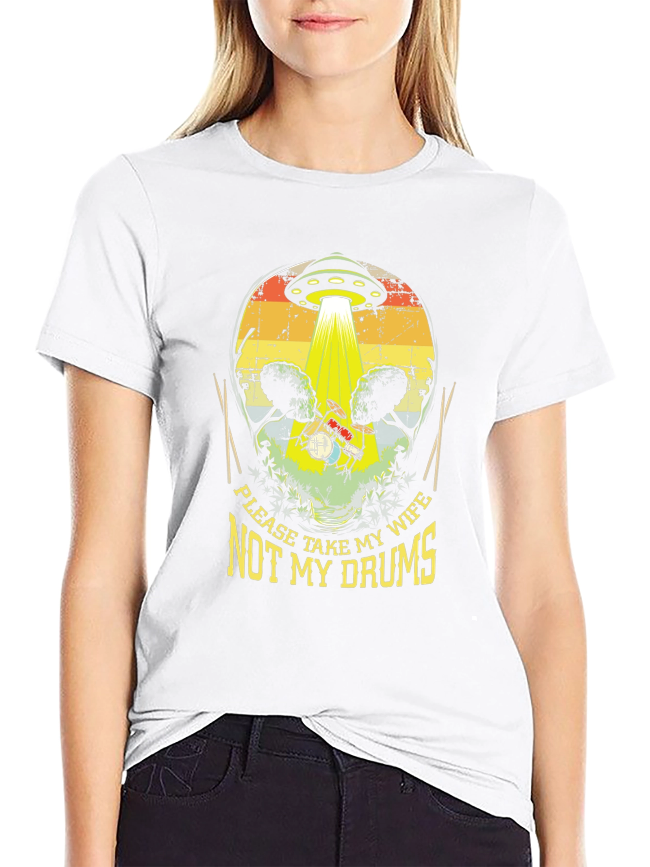 Funny UFO Abduction Drummer T-Shirt