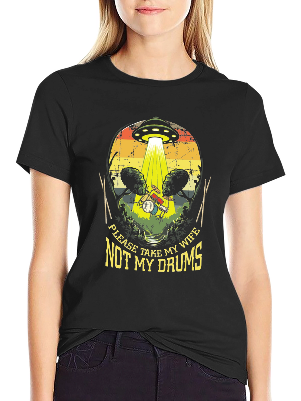 Funny UFO Abduction Drummer T-Shirt
