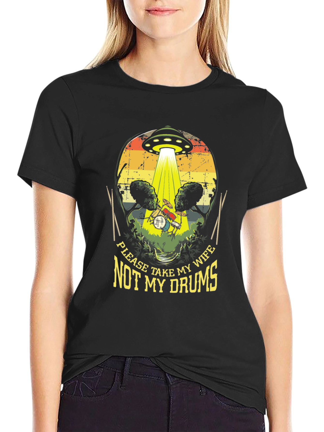 Funny UFO Abduction Drummer T-Shirt