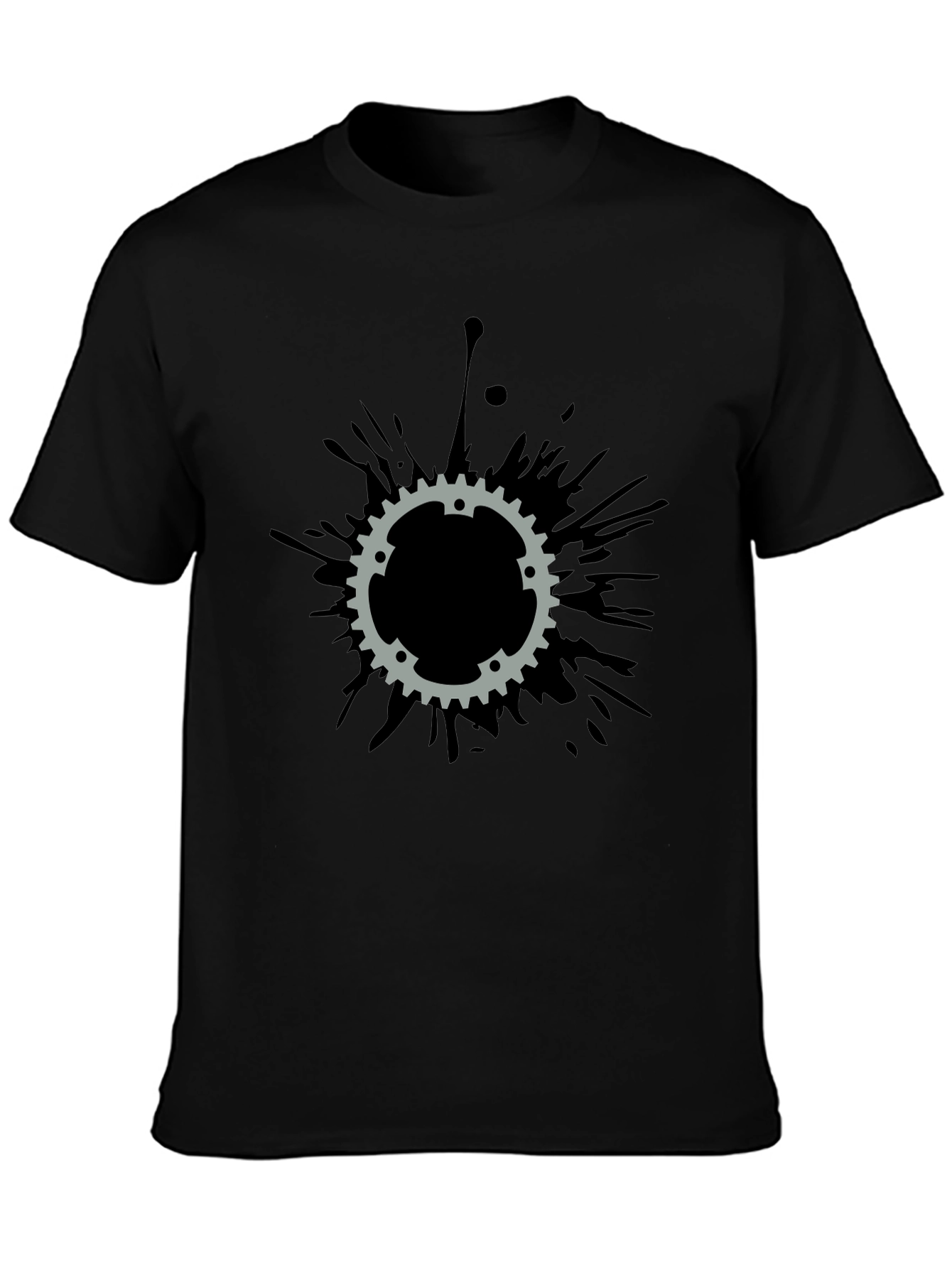 Gear Splatter T-Shirt - Black Cotton Tee