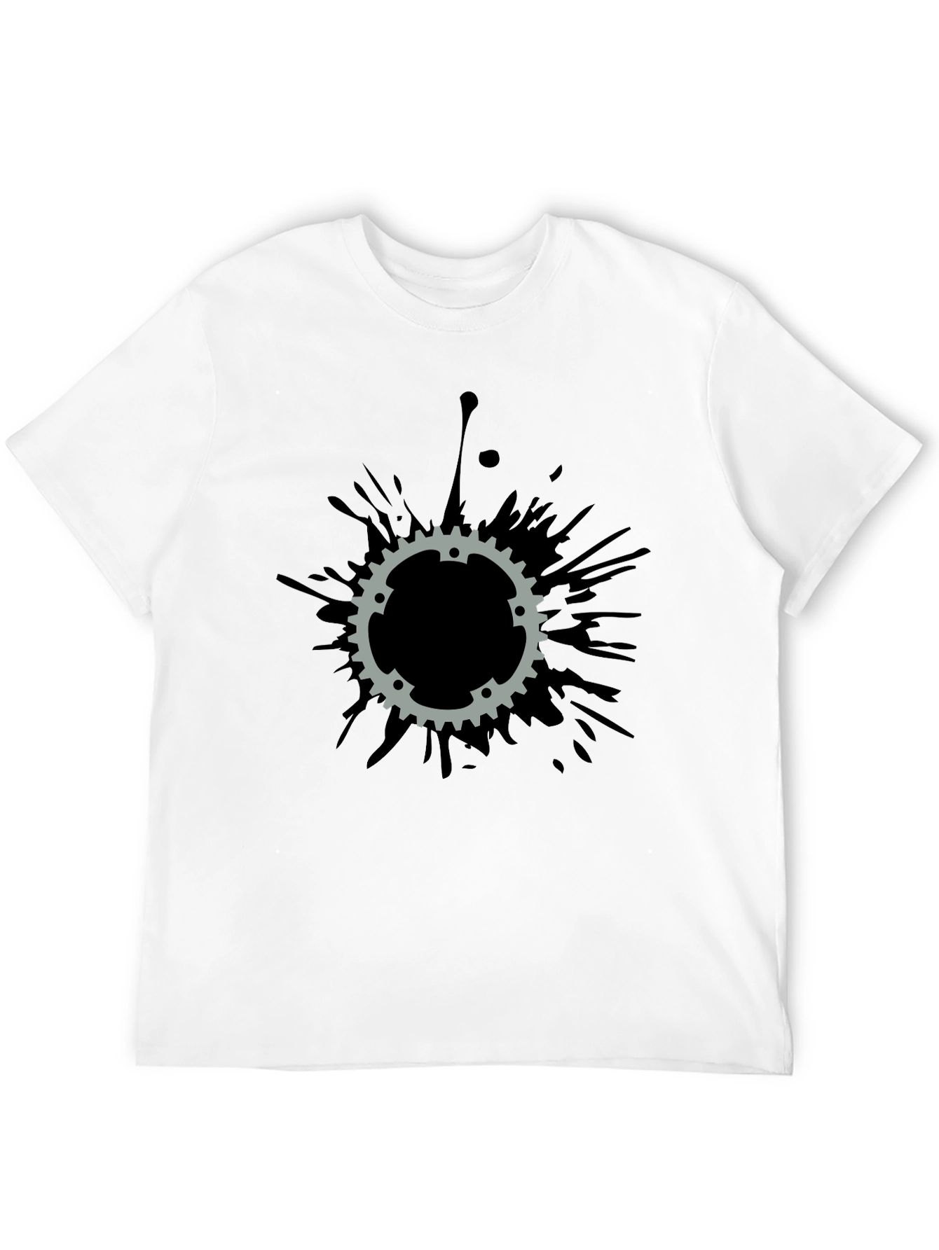 Gear Splatter T-Shirt - Black Cotton Tee