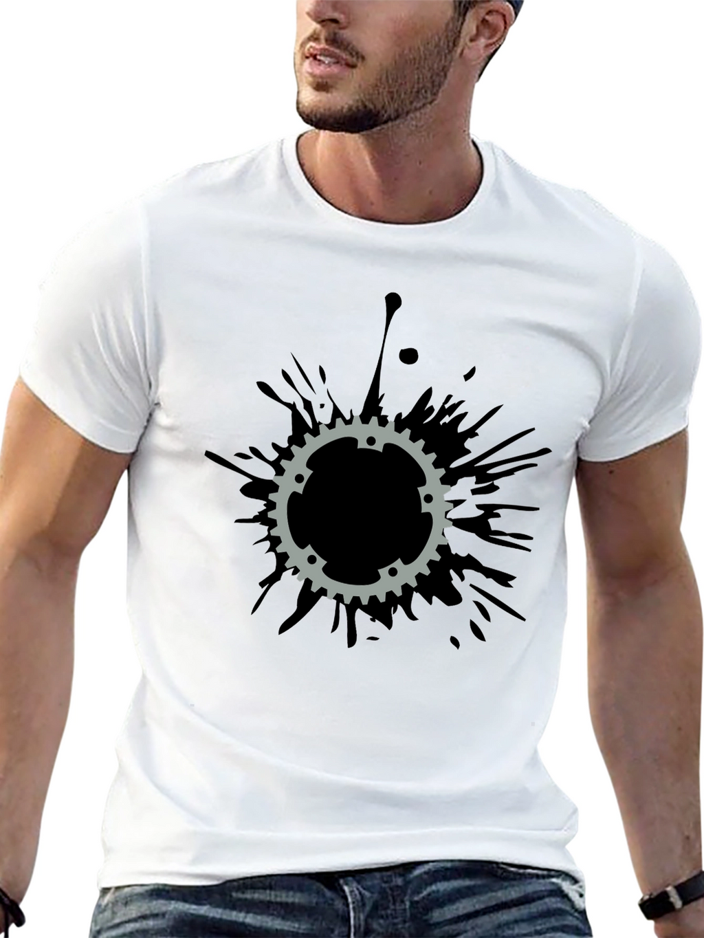 Gear Splatter T-Shirt - Black Cotton Tee
