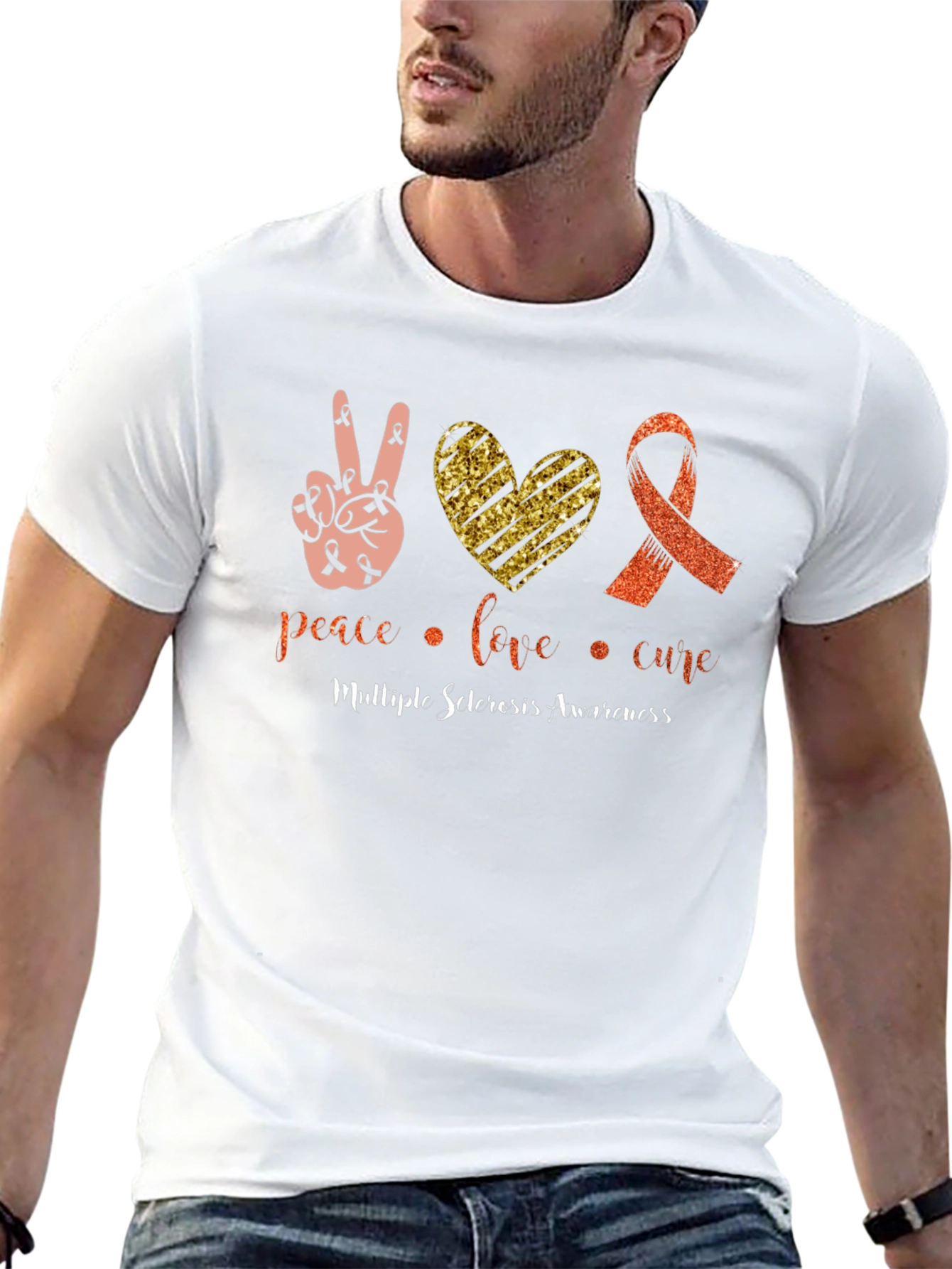 MS Awareness T-Shirt: Peace Love Cure
