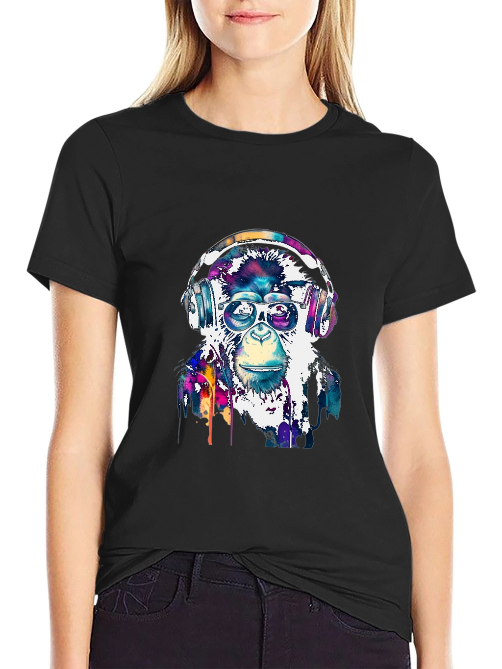 Monkey with Headphones T-Shirt - Graphic Tee