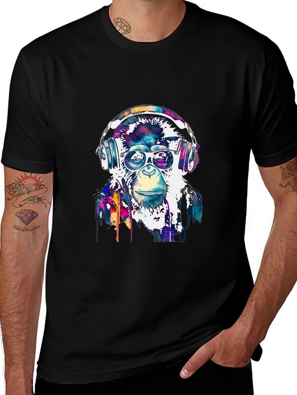 Monkey with Headphones T-Shirt - Graphic Tee