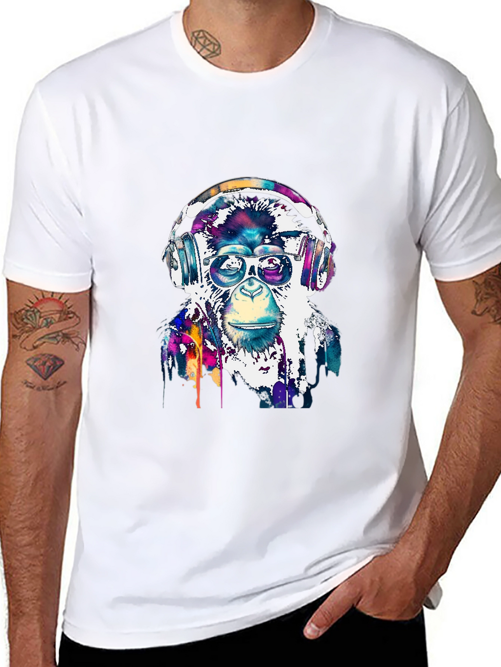 Monkey with Headphones T-Shirt - Graphic Tee