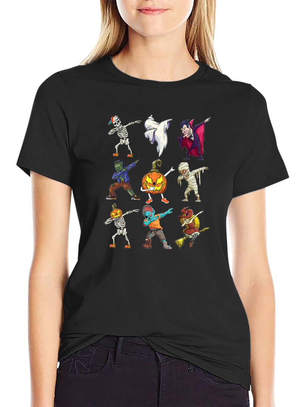 Halloween Dabbing Character Black T-Shirt