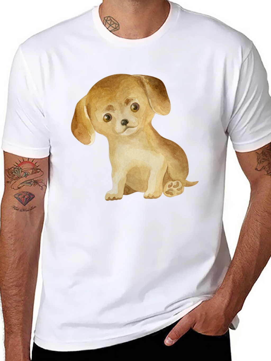 Cute Puppy Dog Graphic T-Shirt - Unisex Casual Tee