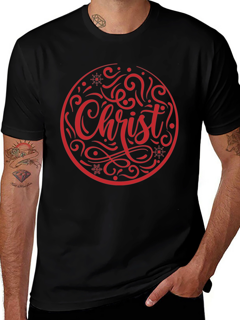 Christ Christmas Graphic Tee - Black Cotton Holiday T-Shirt