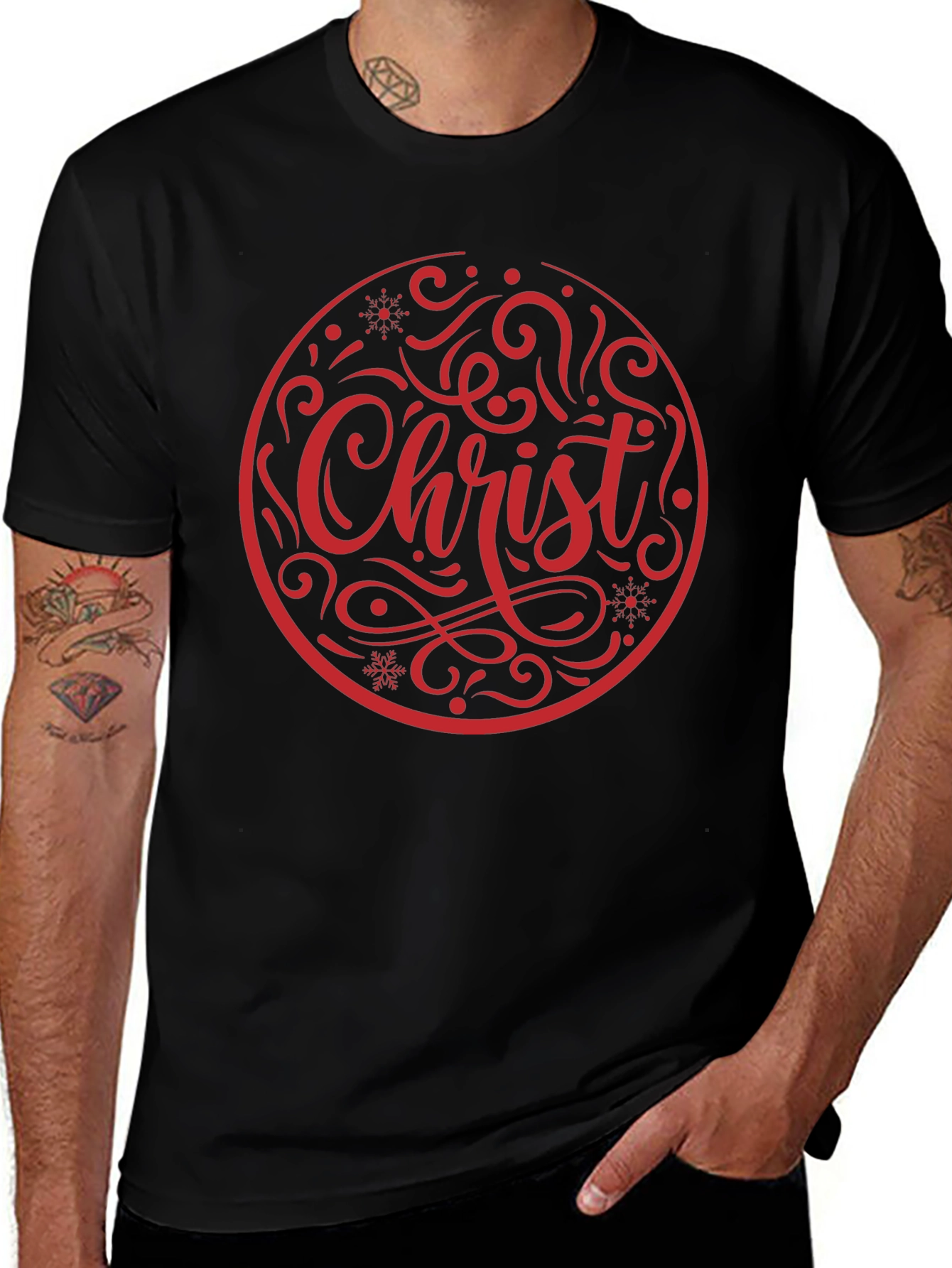 Christ Christmas Graphic Tee - Black Cotton Holiday T-Shirt