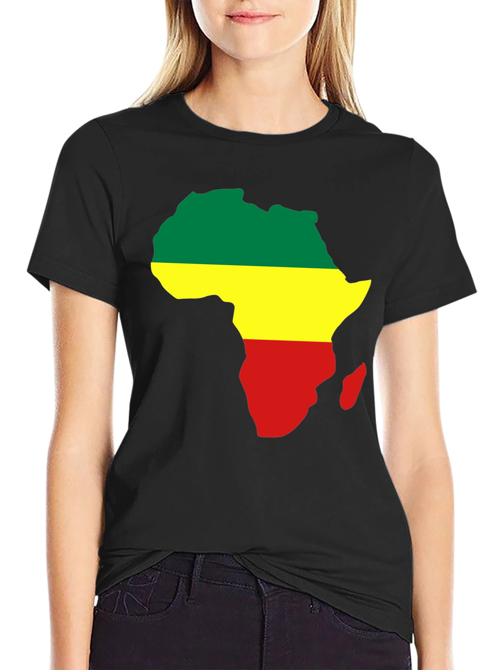 Africa Map T-Shirt - Green Yellow Red