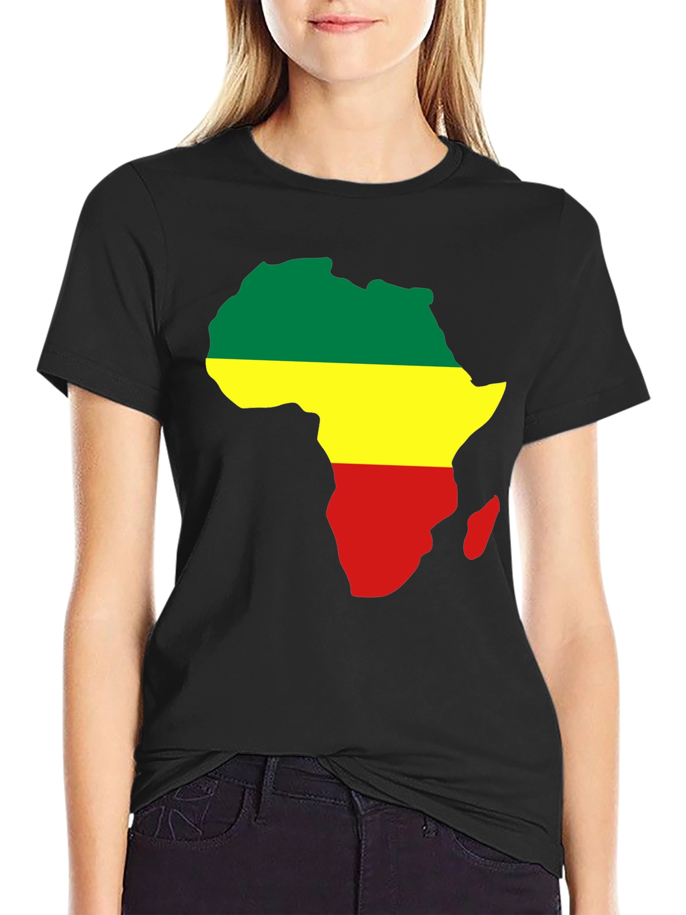 Africa Map T-Shirt - Green Yellow Red
