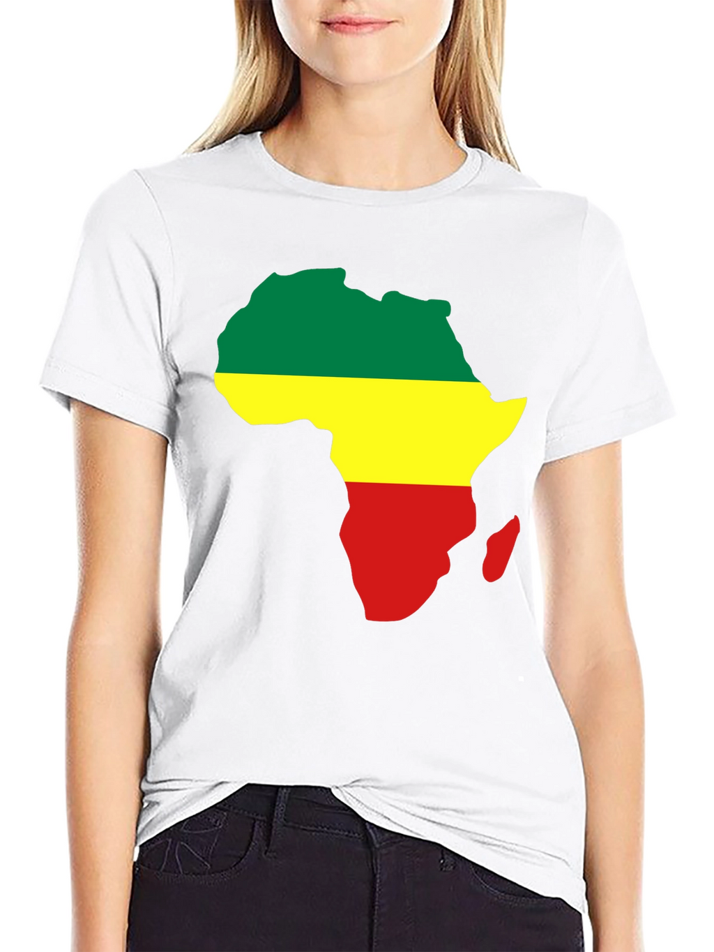 Africa Map T-Shirt - Green Yellow Red