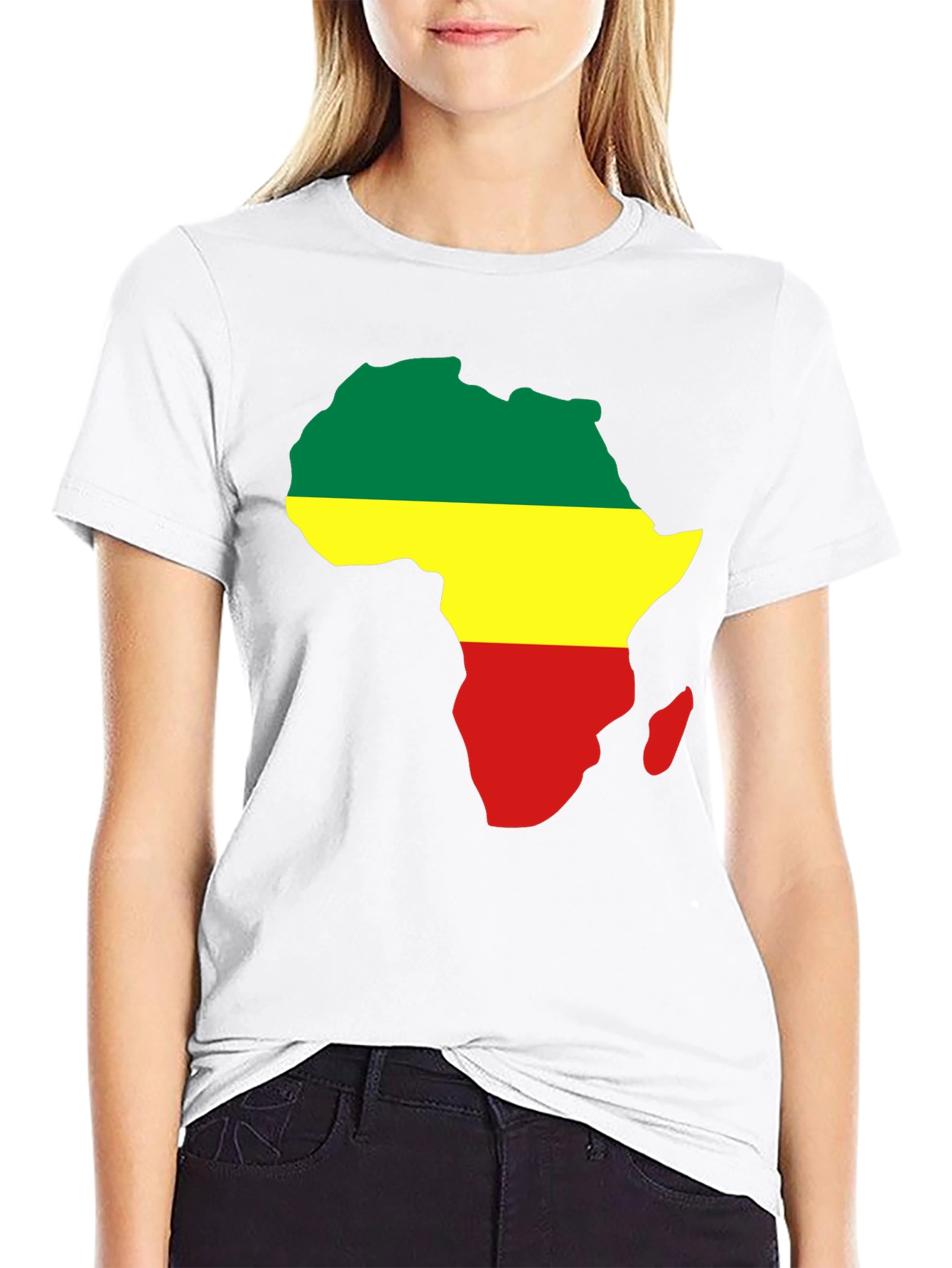 Africa Map T-Shirt - Green Yellow Red