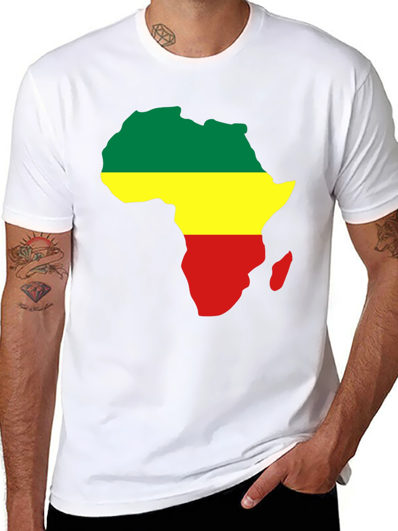Africa Map T-Shirt - Green Yellow Red