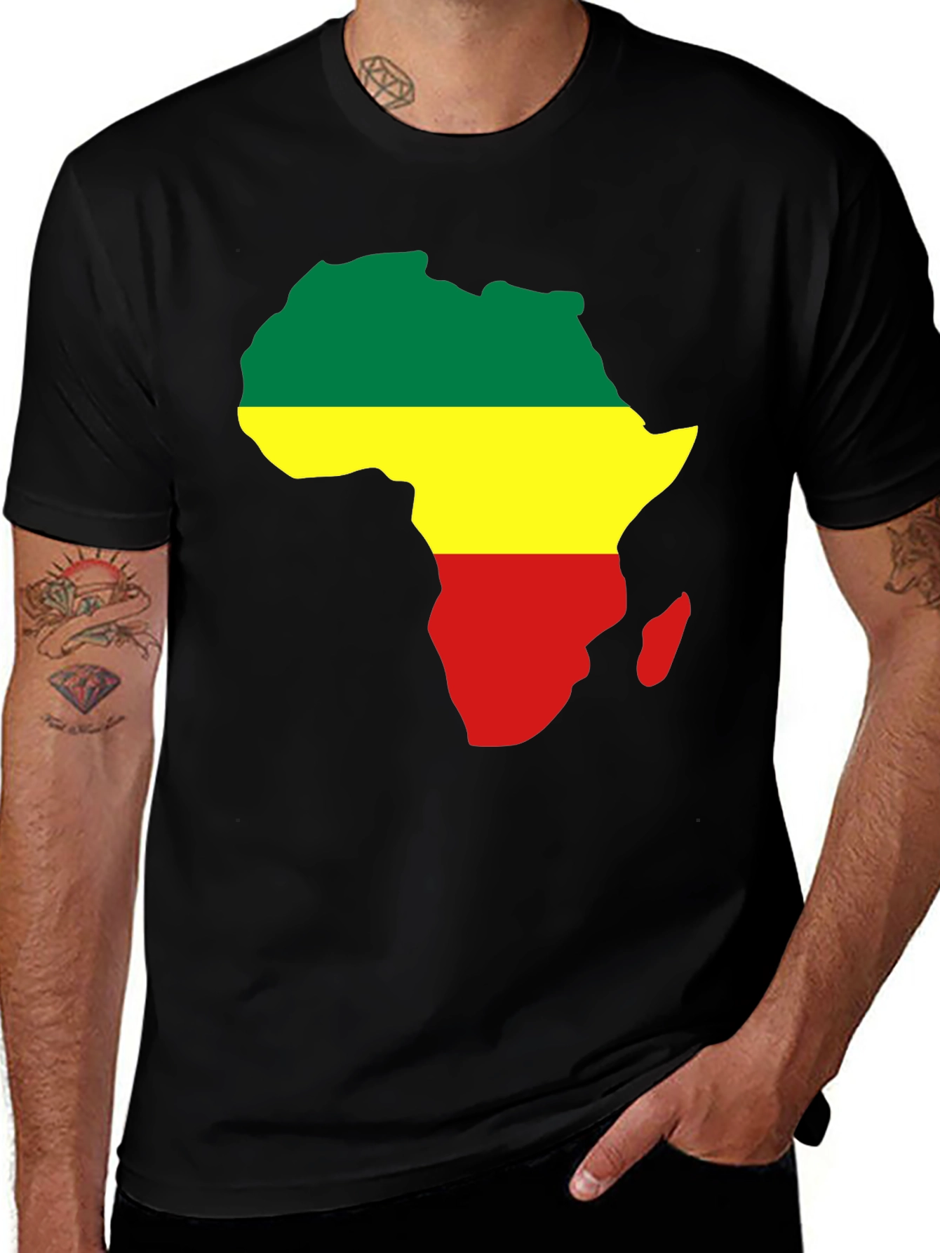 Africa Map T-Shirt - Green Yellow Red