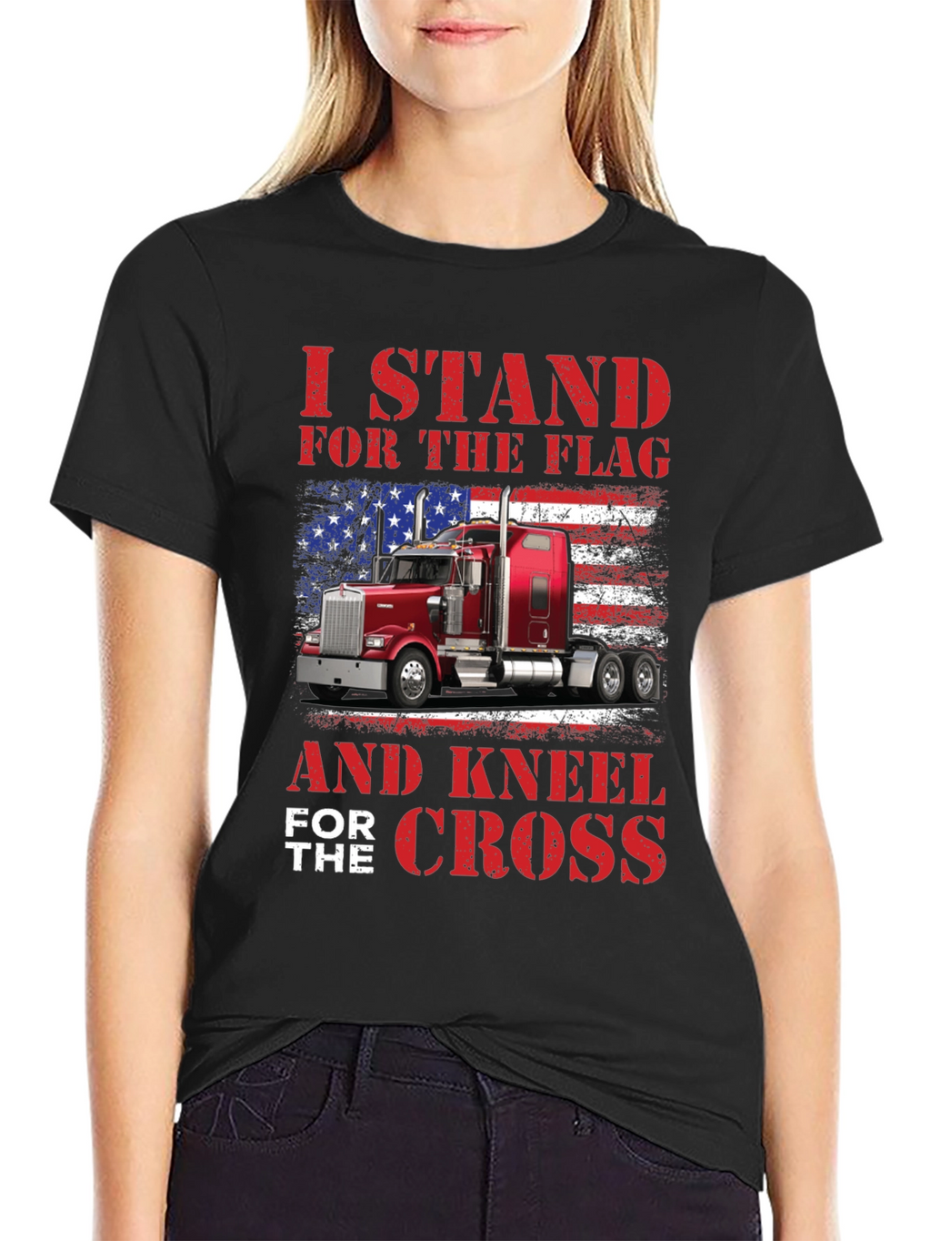 Patriotic Trucker T-Shirt - Stand for The Flag