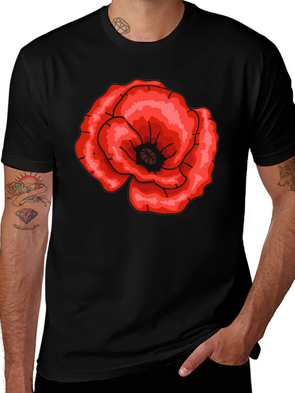 Bold Floral Graphic Tee - Stylish Black T-Shirt