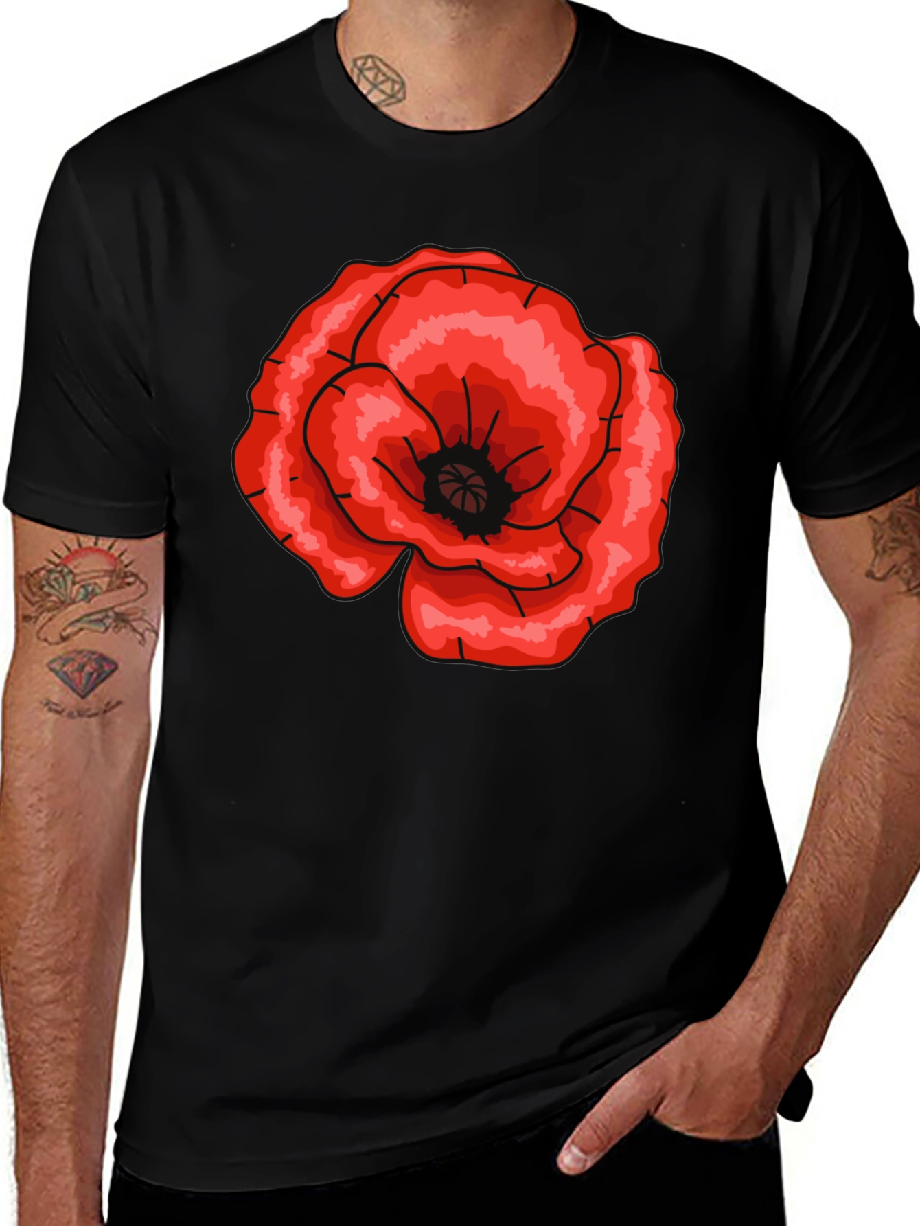 Bold Floral Graphic Tee - Stylish Black T-Shirt