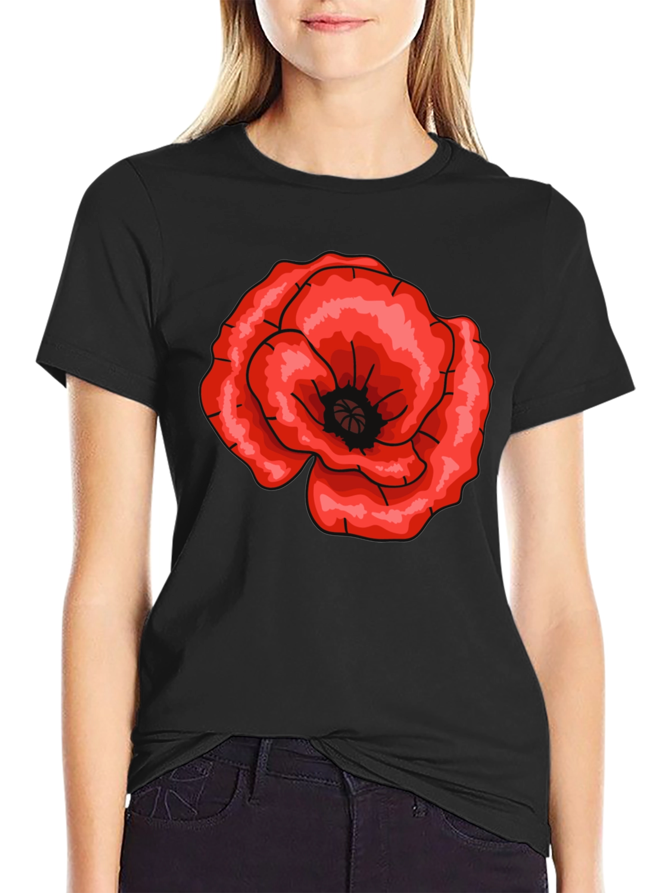 Bold Floral Graphic Tee - Stylish Black T-Shirt
