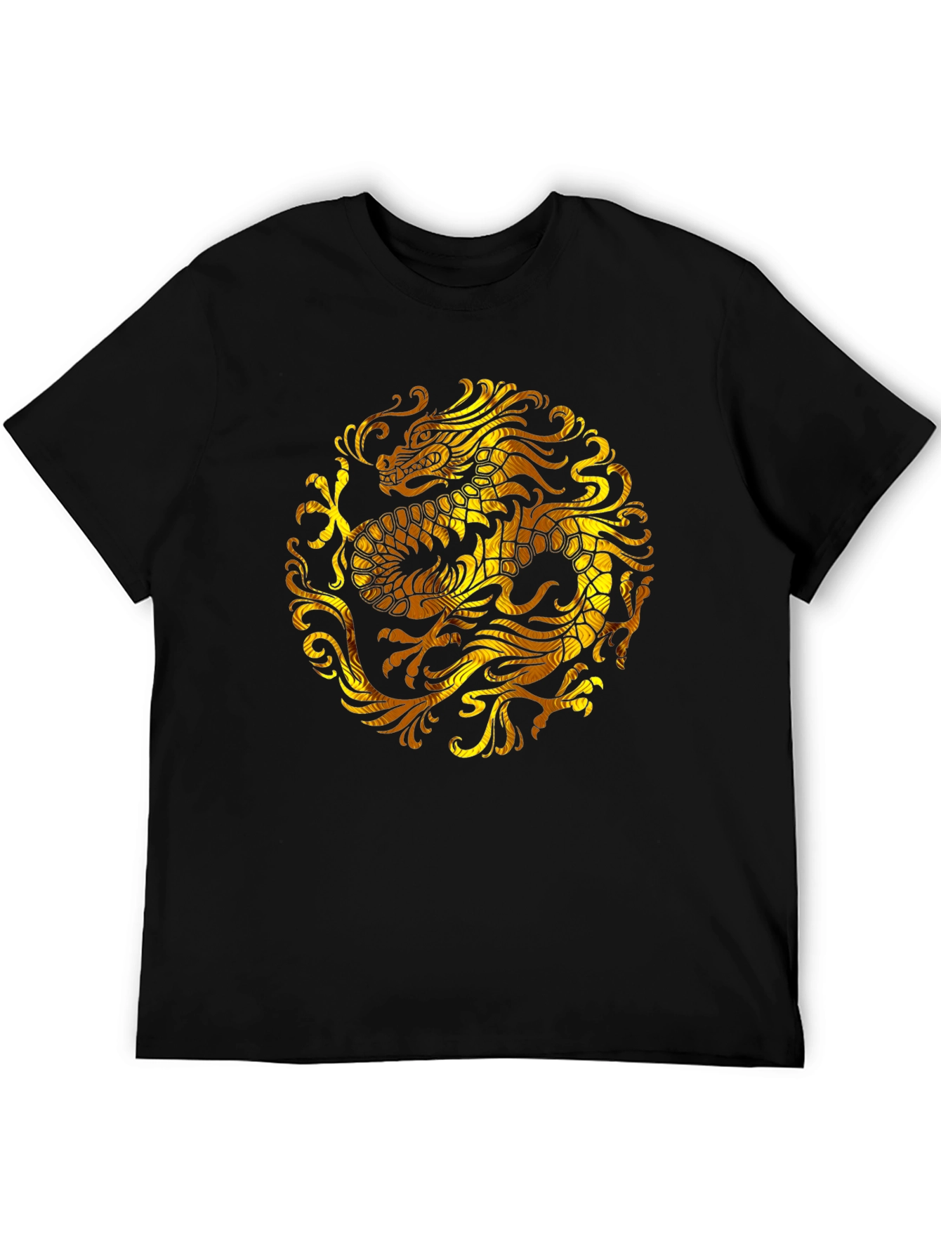 Golden Dragon Graphic Black T-Shirt
