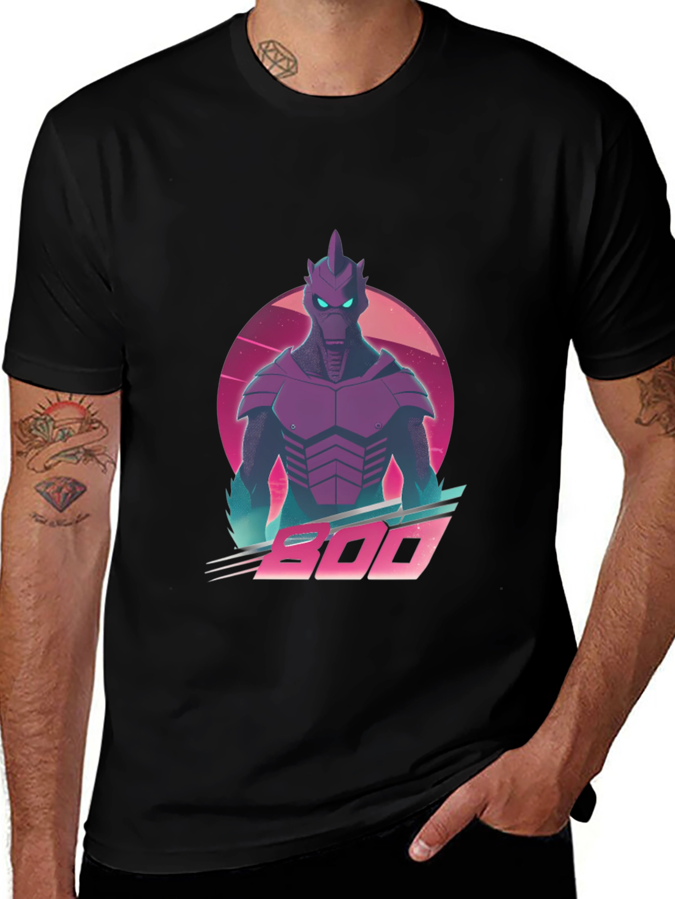Retro Synthwave Alien Robot Graphic T-Shirt