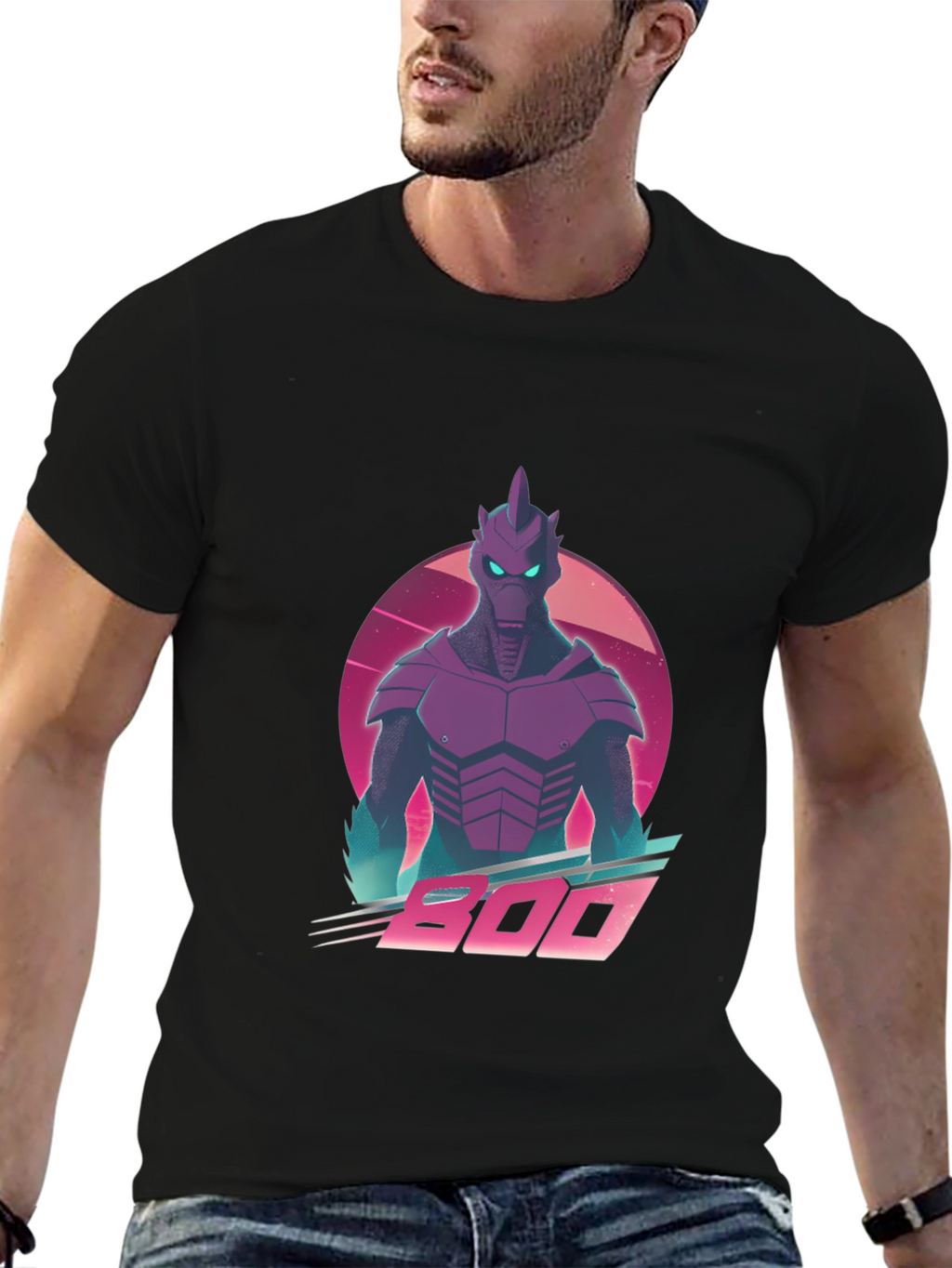 Retro Synthwave Alien Robot Graphic T-Shirt