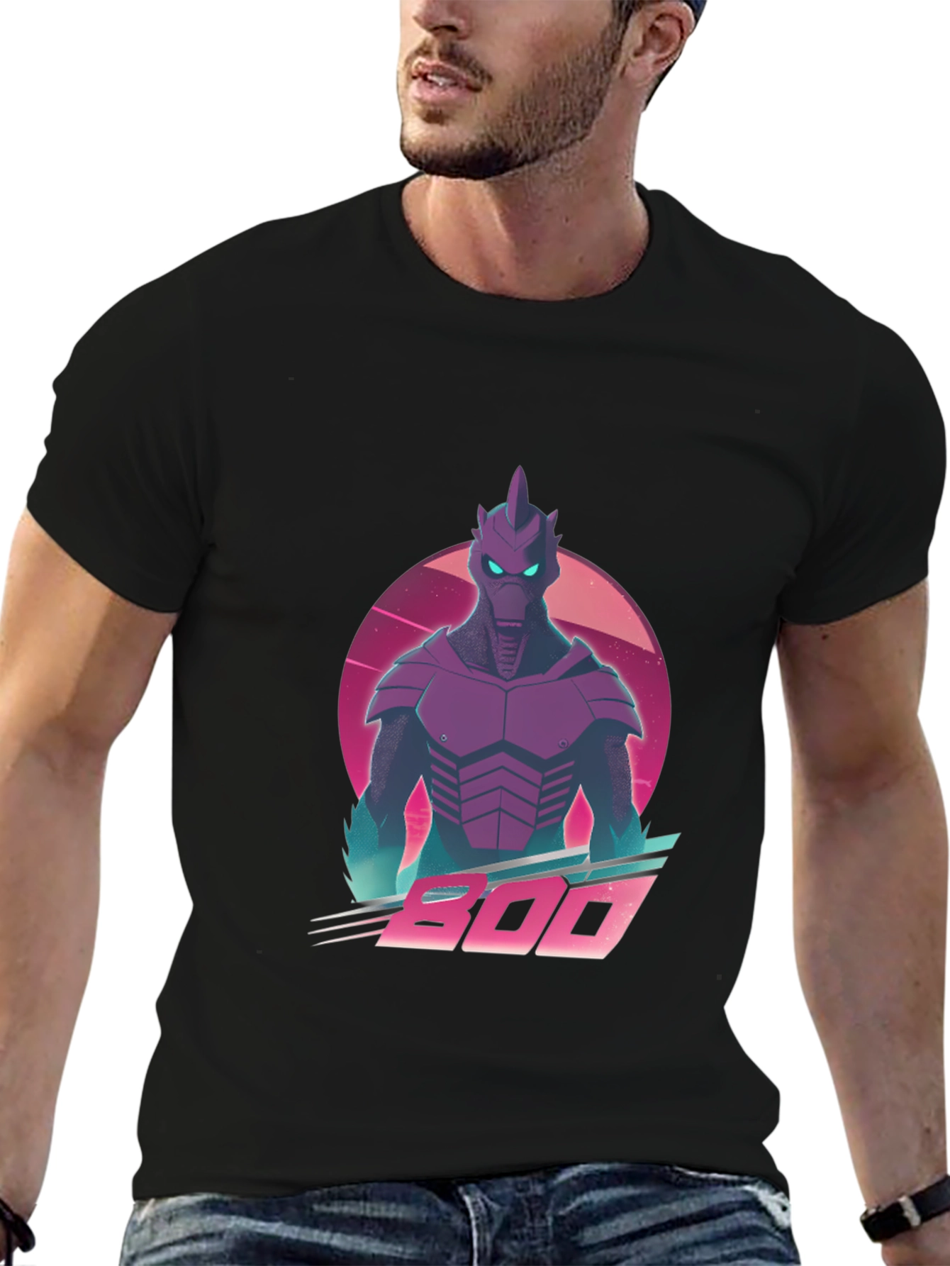 Retro Synthwave Alien Robot Graphic T-Shirt
