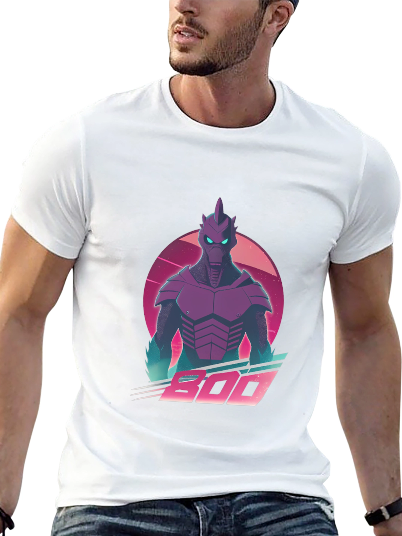 Retro Synthwave Alien Robot Graphic T-Shirt