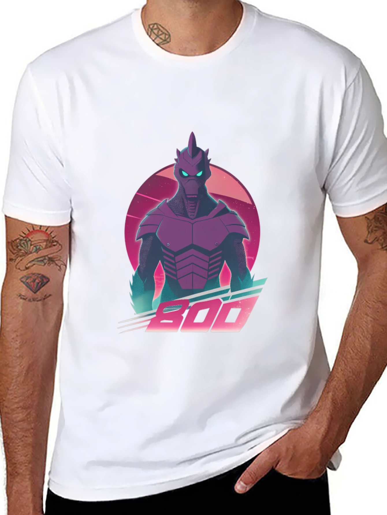 Retro Synthwave Alien Robot Graphic T-Shirt