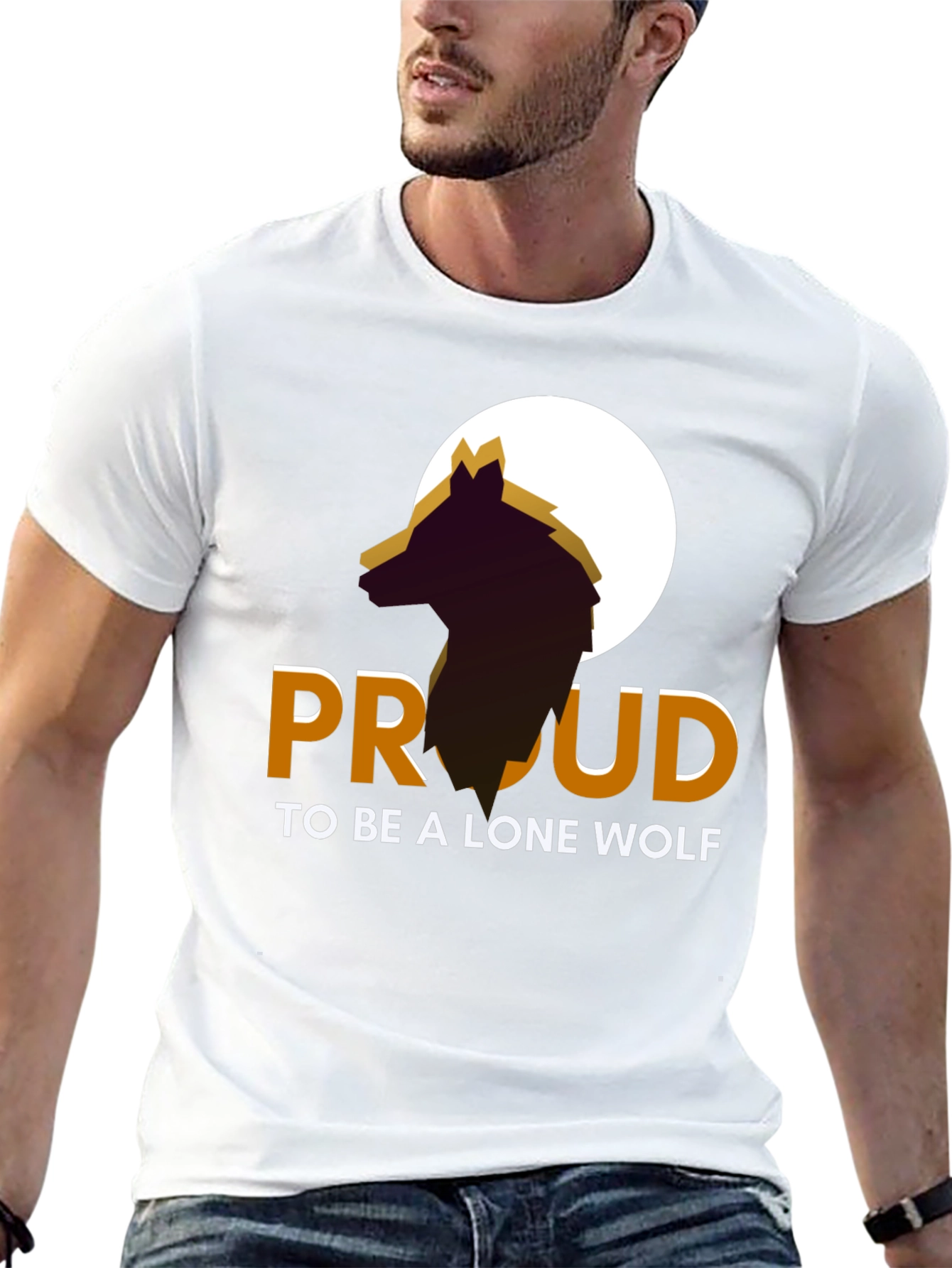 Proud Lone Wolf Graphic Tee - Mens Black T-Shirt