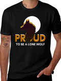 Proud Lone Wolf Graphic Tee - Mens Black T-Shirt