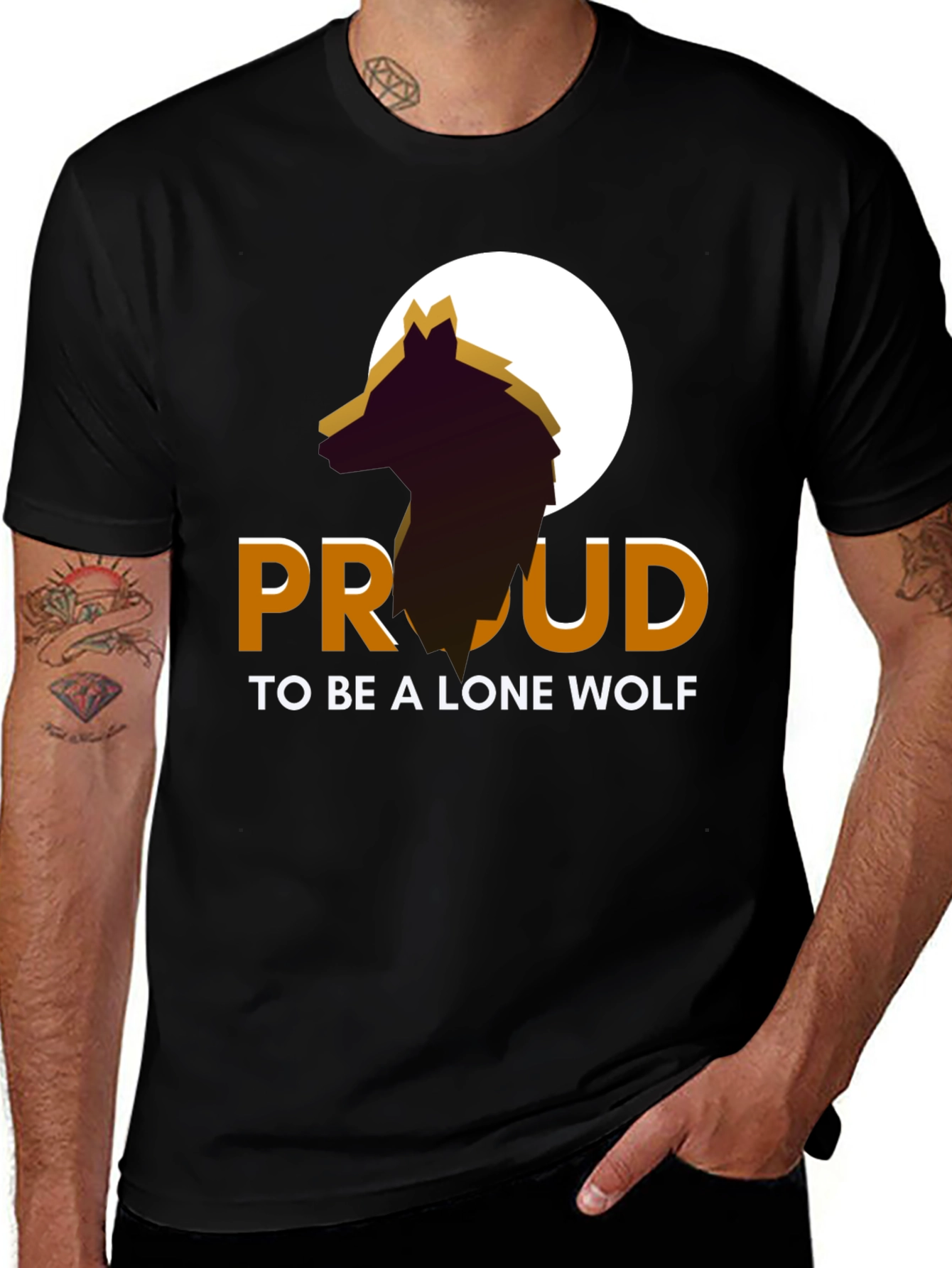 Proud Lone Wolf Graphic Tee - Mens Black T-Shirt