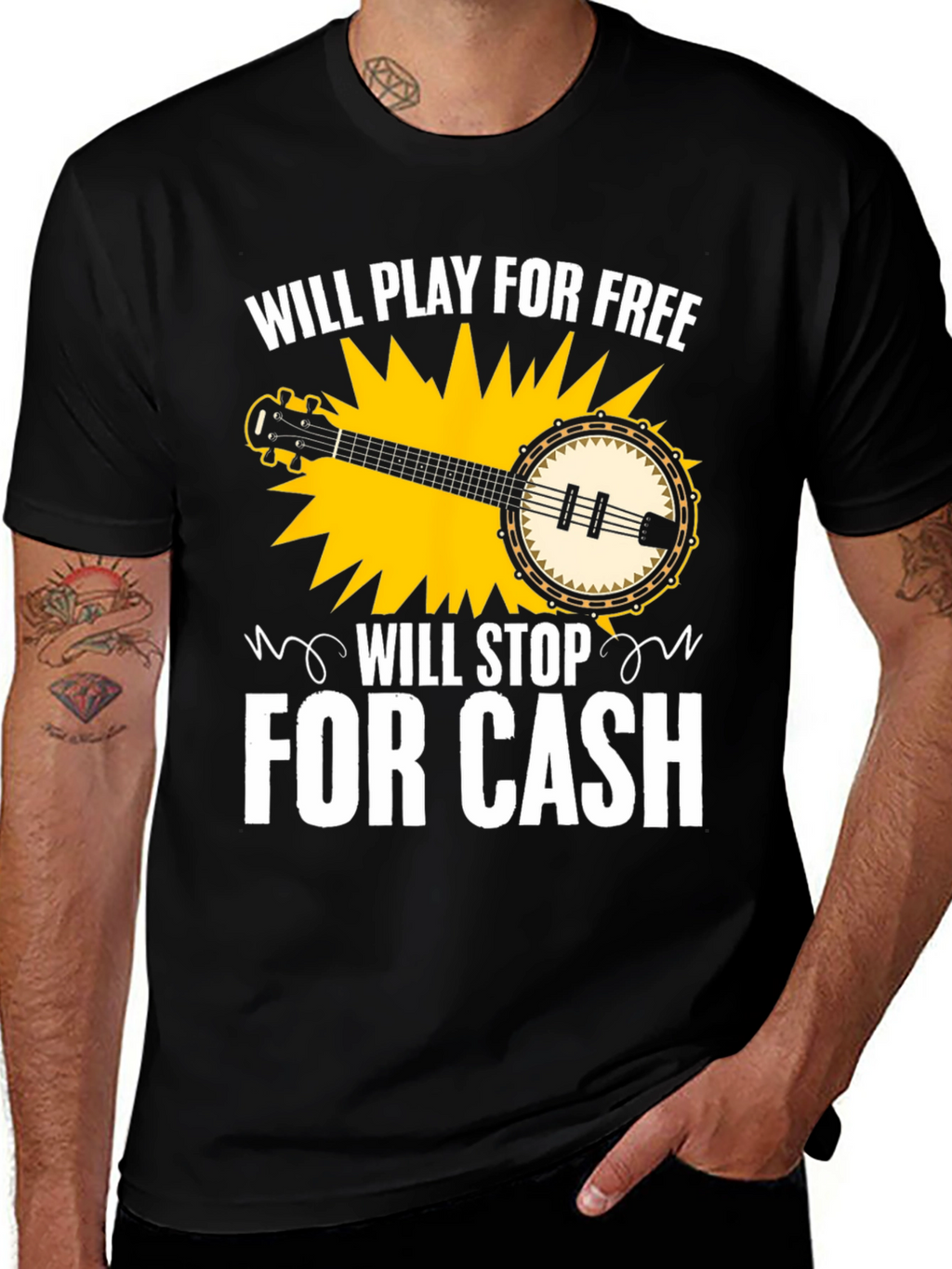 Banjo Music T-Shirt - Will Play For Free