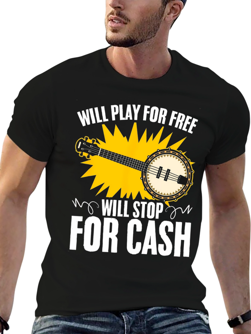 Banjo Music T-Shirt - Will Play For Free