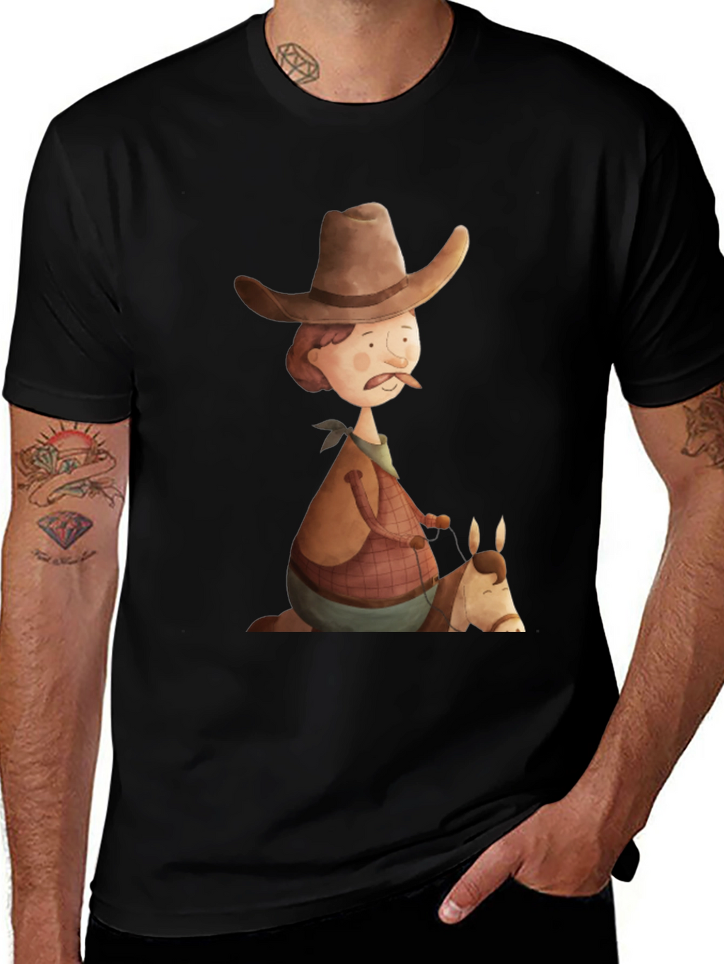 Cartoon Cowboy Graphic Tee - Unique Design!