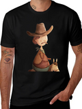 Cartoon Cowboy Graphic Tee - Unique Design!