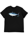 Black T-Shirt with Tuna Fish Graphic