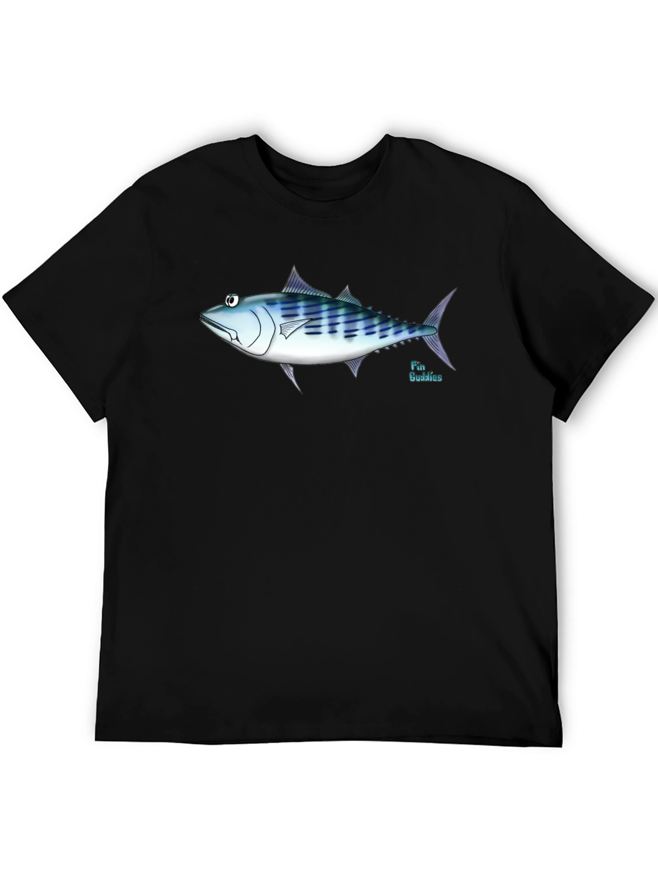 Black T-Shirt with Tuna Fish Graphic