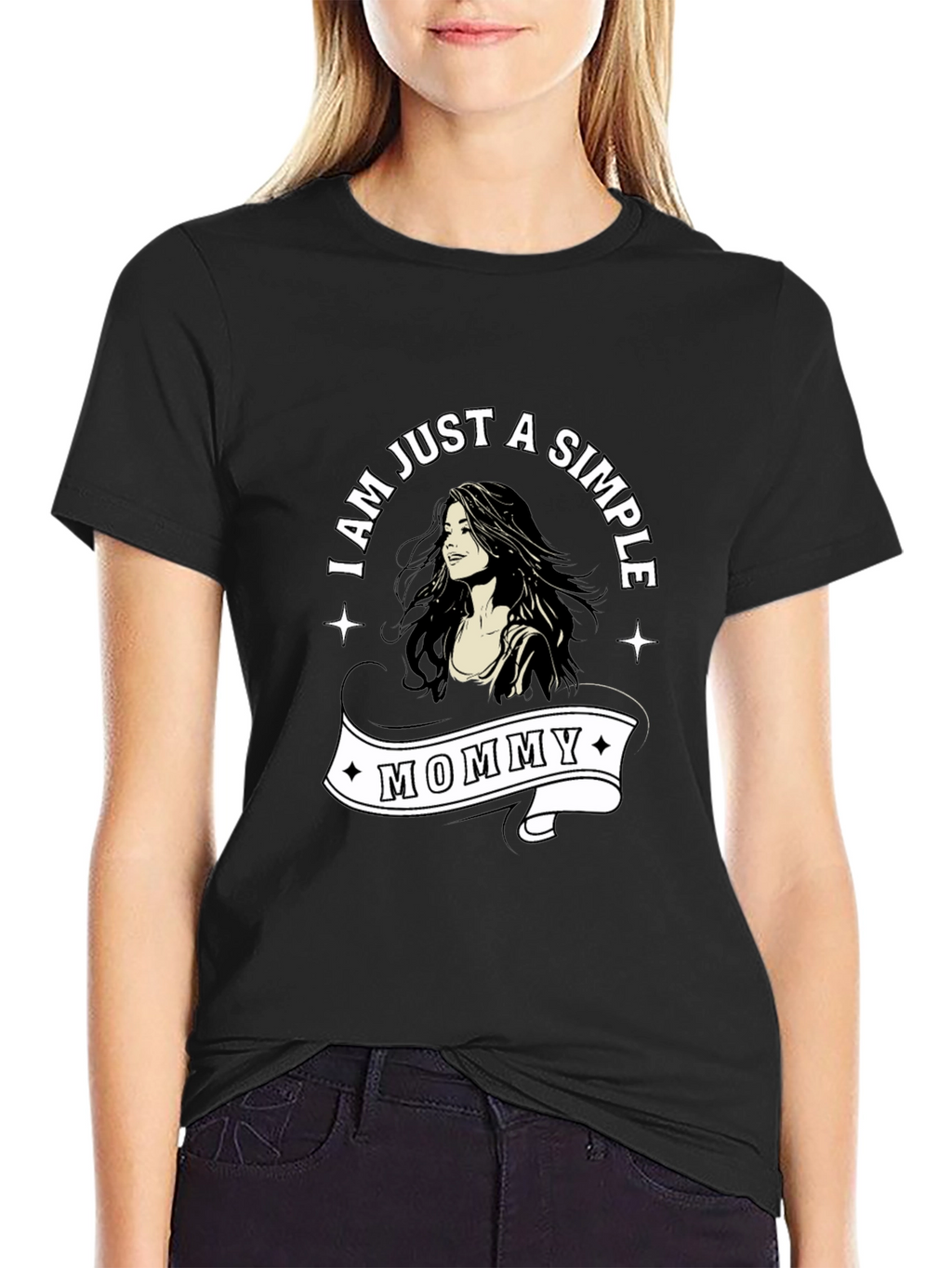 Simple Mommy Graphic T-Shirt - Black