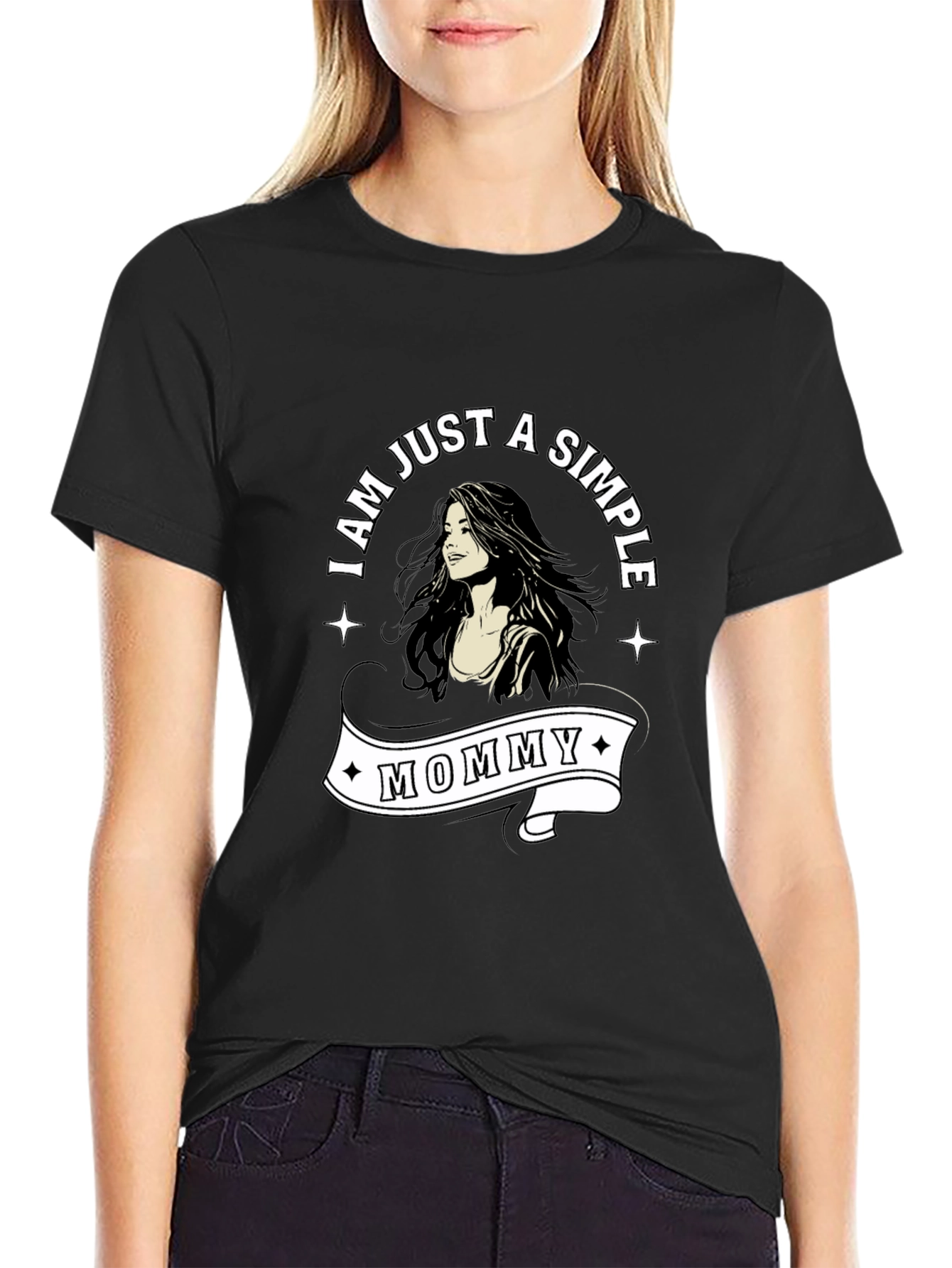Simple Mommy Graphic T-Shirt - Black