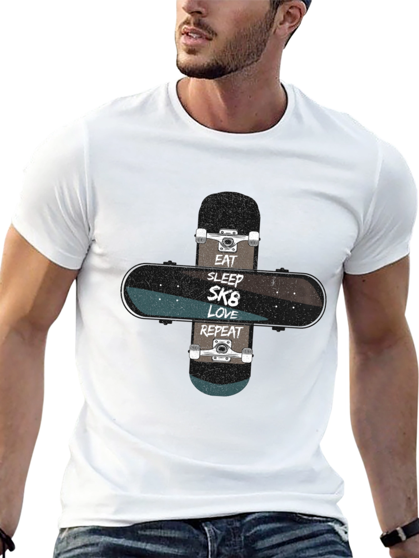 Eat Sleep SK8 Love Repeat Skateboard T-Shirt