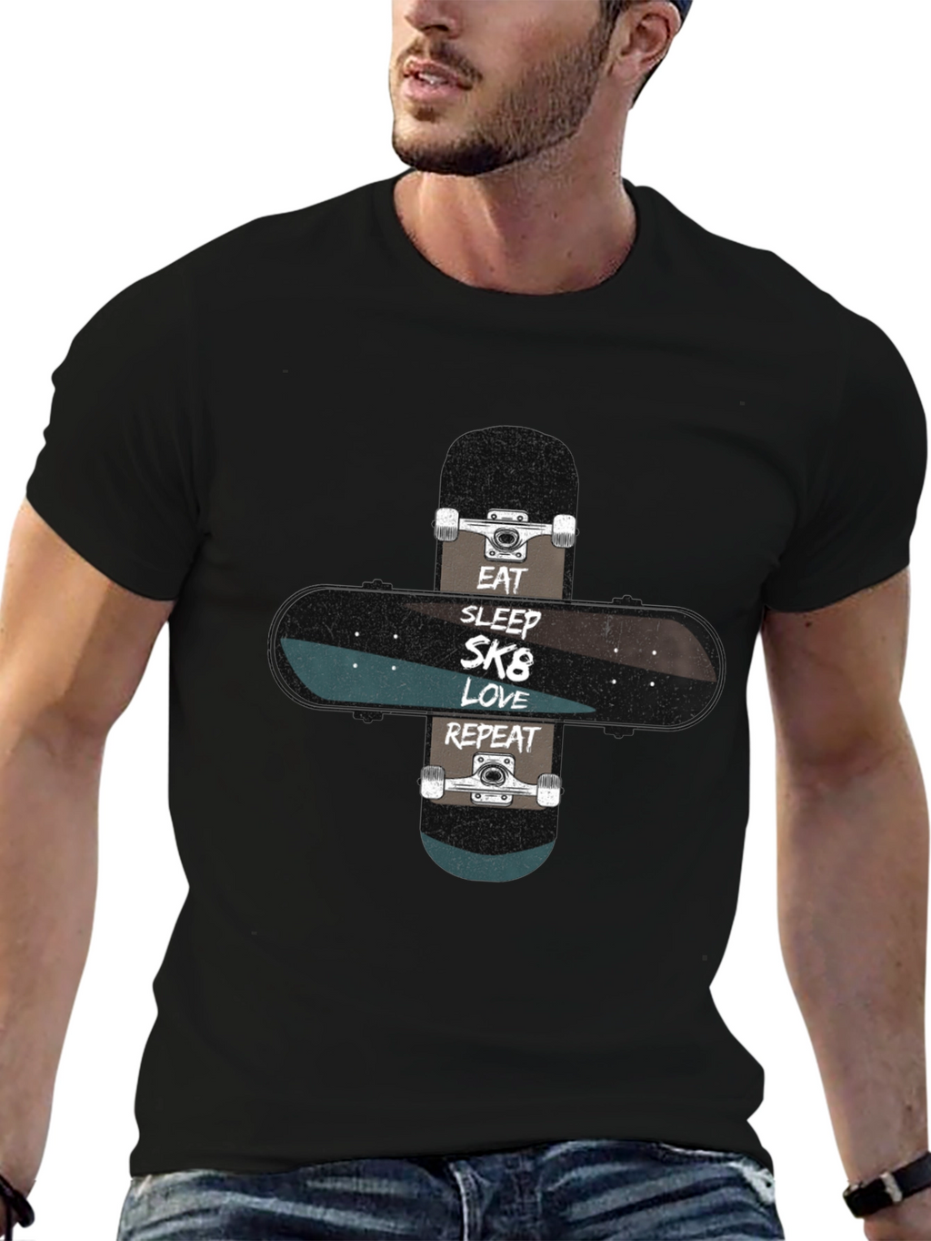 Eat Sleep SK8 Love Repeat Skateboard T-Shirt