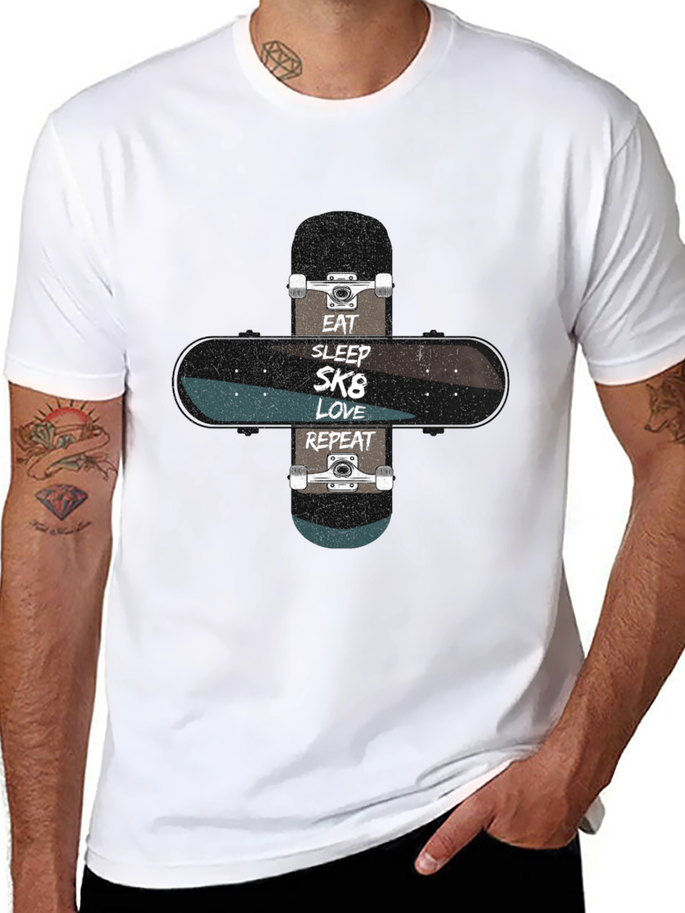 Eat Sleep SK8 Love Repeat Skateboard T-Shirt