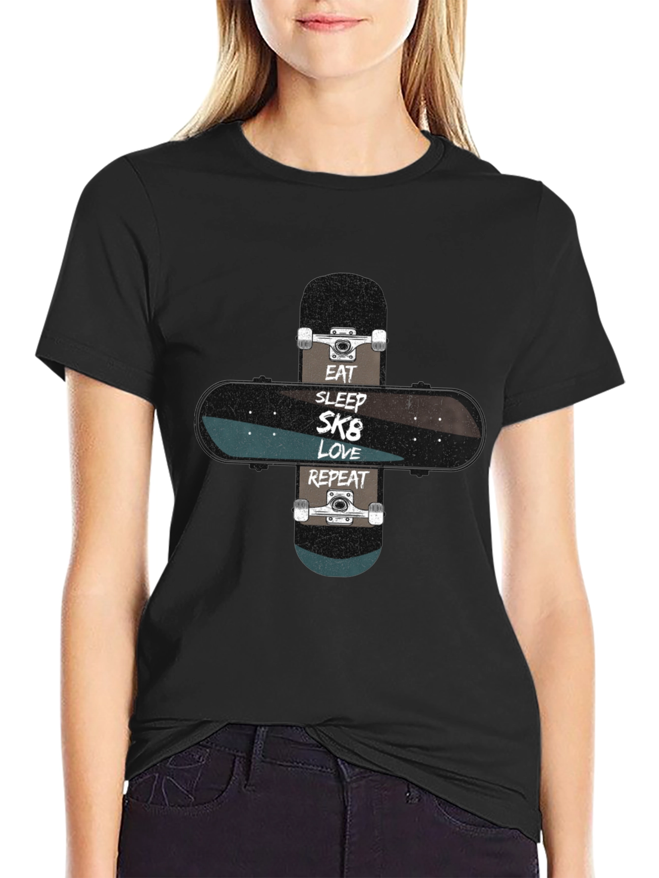 Eat Sleep SK8 Love Repeat Skateboard T-Shirt