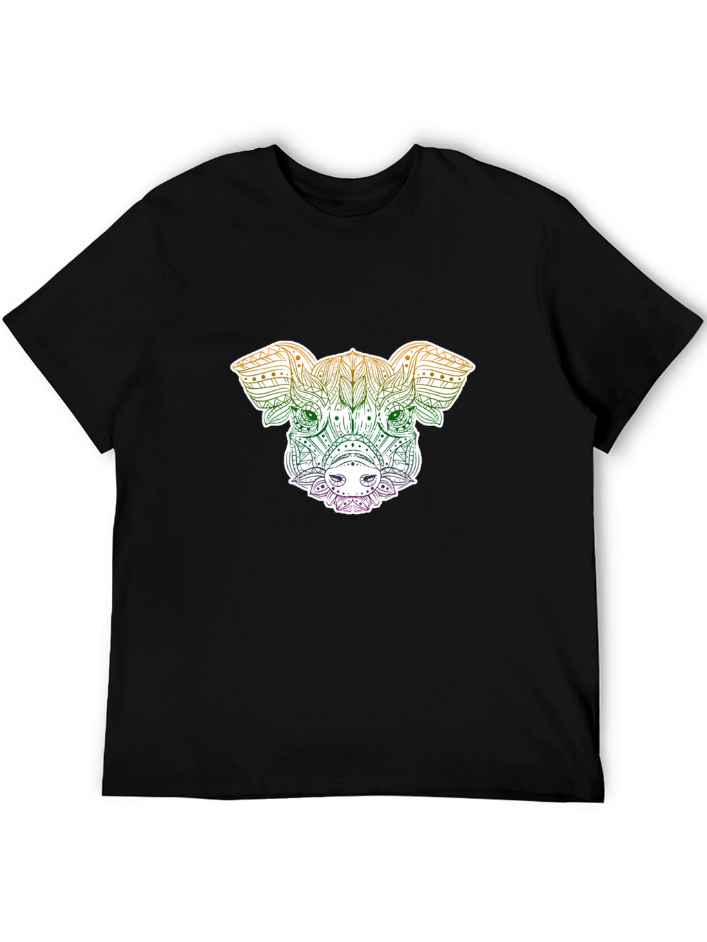 Pig Mandala Graphic Tee - Black Unisex T-Shirt